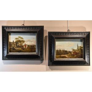 Claude Michel Duplessis (versailles, 18th Century), Pair Of Paintings Depicting Horsemen