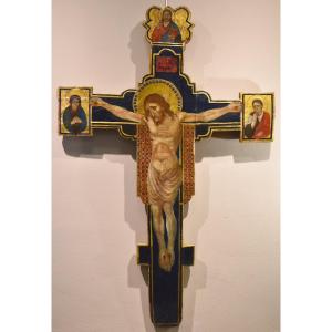 Antique Crucifix With God The Father, The Virgin Mary, And Saint John