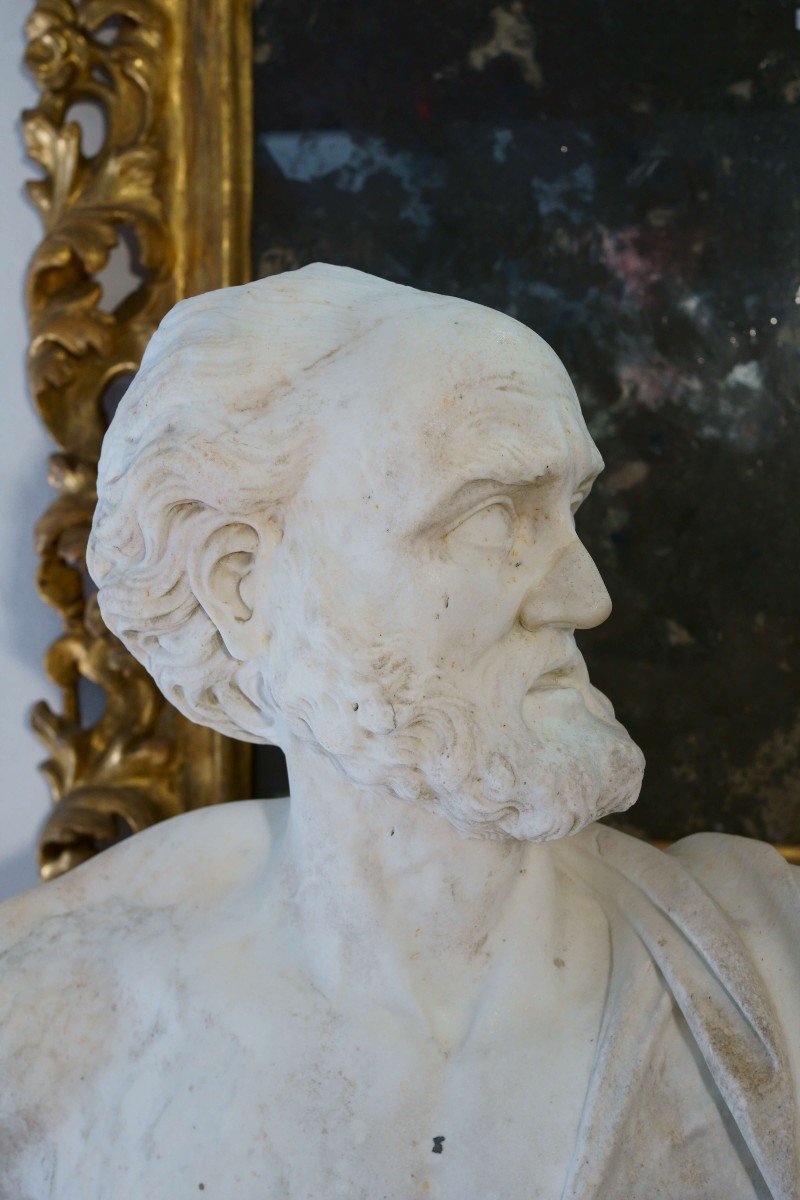 18th Imposing Italian Marble Sculpture Diogenes Bust -photo-3