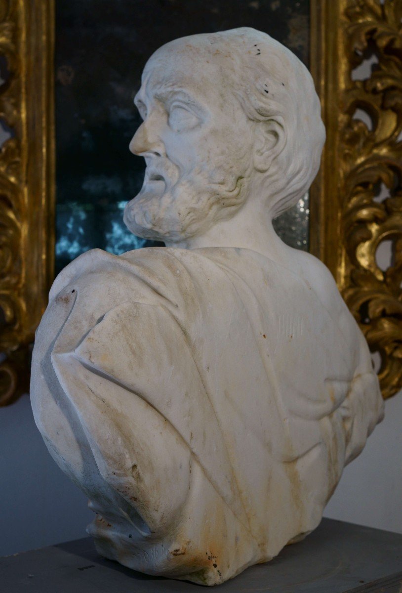 18th Imposing Italian Marble Sculpture Diogenes Bust -photo-4