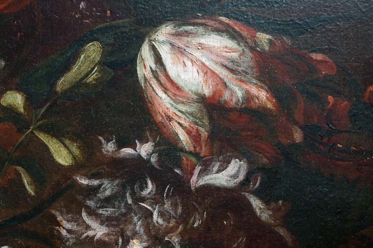 Entourage Of Jean-baptiste Monnoyer (1636 - 1699) Still Life Basket Of Flowers -photo-5