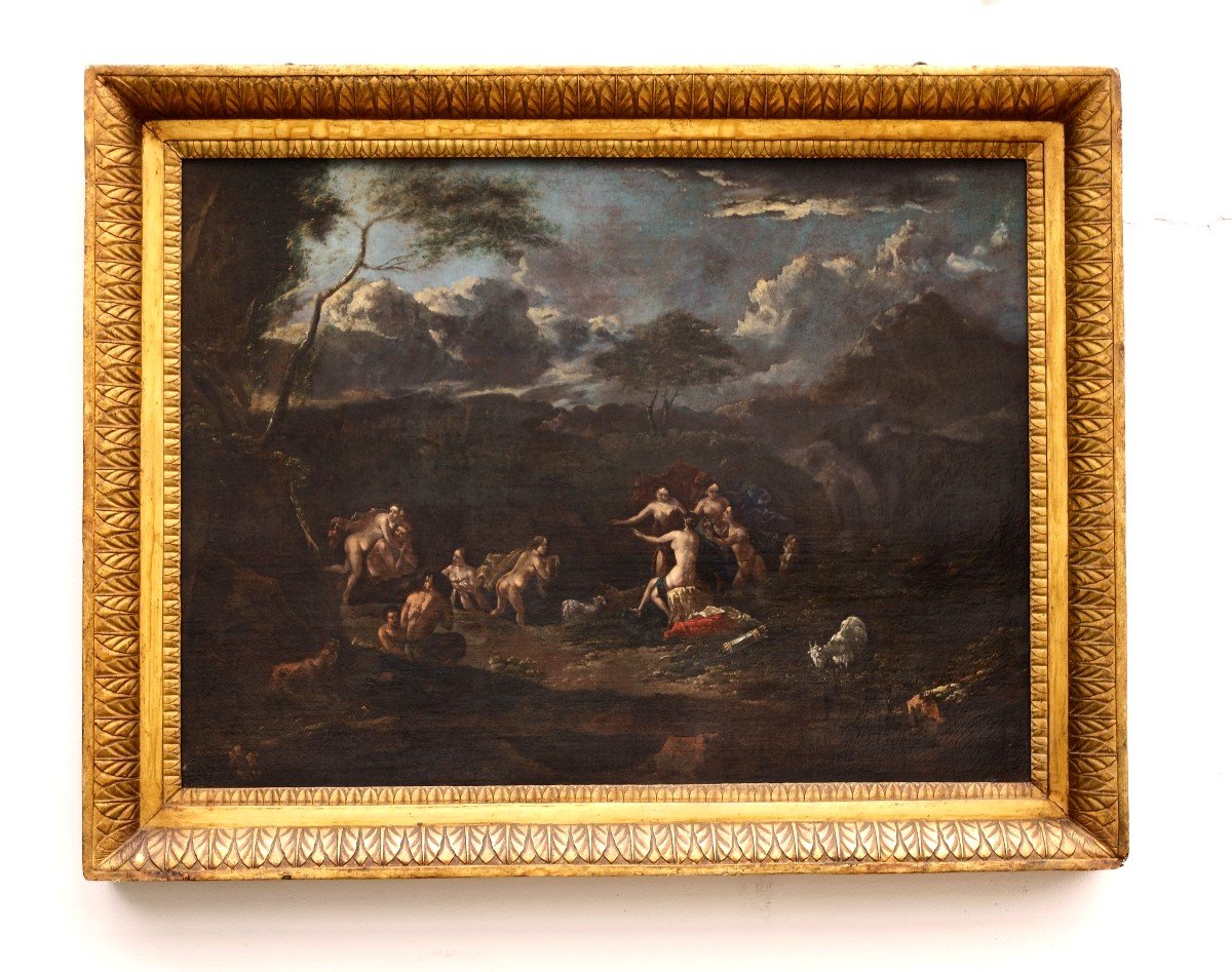 17th Utrecht School Large Mythological Scene Diane And Actaeon
