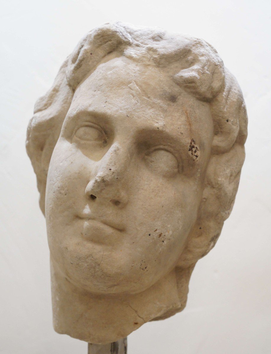 17th Italian Marble Head Of Alexander The Great-photo-2