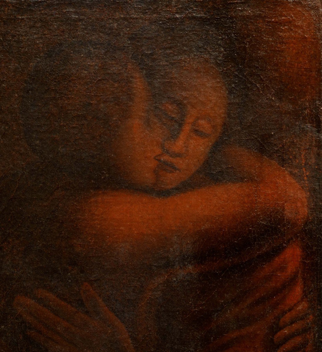 "le Baiser" Huile Sur Toile Ecole Française  Fin 19éme Suiveur De Théophile Alexander Steinlen-photo-3