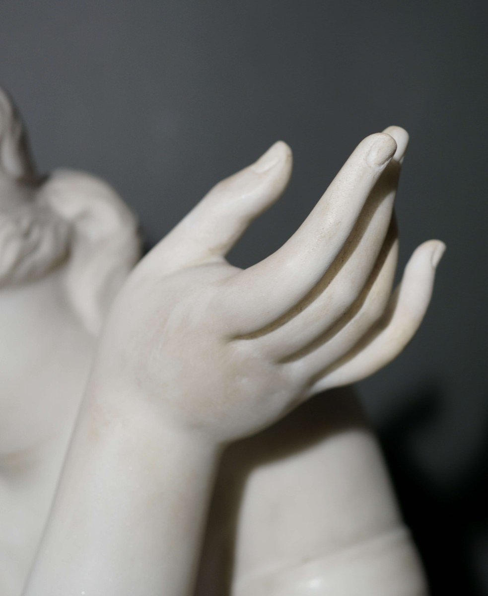Early 19th Crouching Venus Neoclassical Marble Sculpture-photo-8