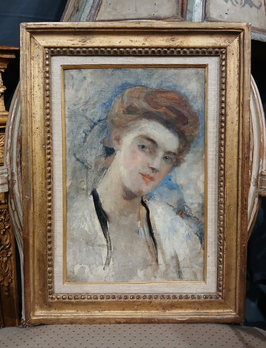 Hélène Le Roy d'Etiolles (1864-1939) Portrait Of A Girl Early 20th French School-photo-2