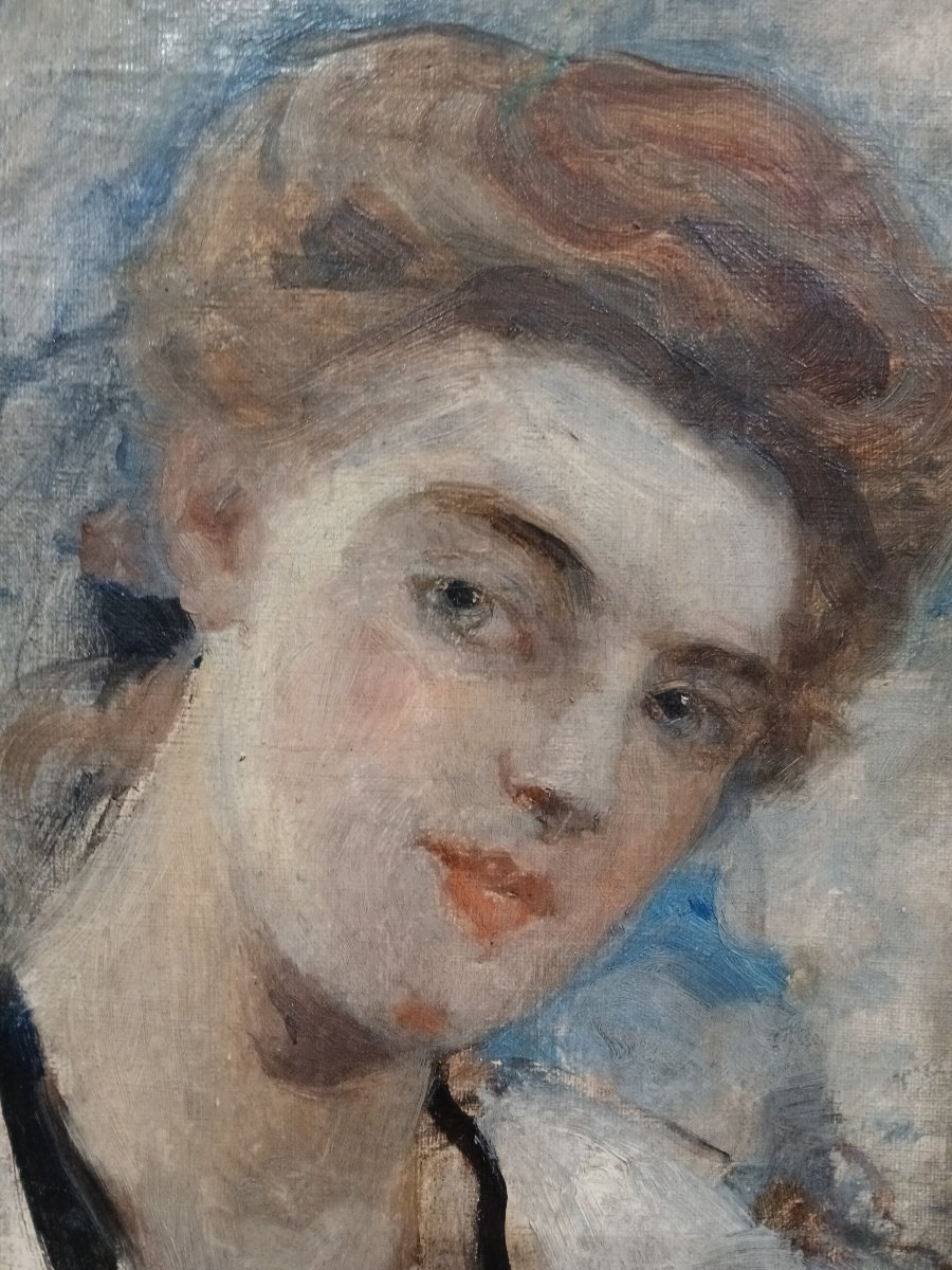 Hélène Le Roy d'Etiolles (1864-1939) Portrait Of A Girl Early 20th French School-photo-4