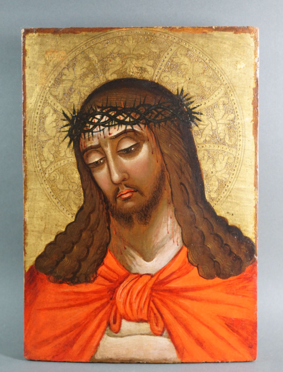 Maître Vénéto-crétoise  Début XVIe Tempera Sur Fond d'Or Christ Nymphios