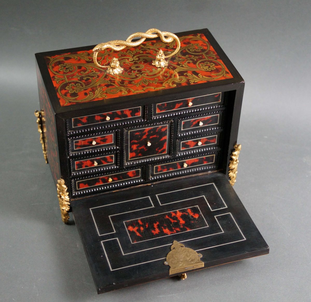 Cabinet En Marqueterie  Boulle signé "SUSSE  Frères" Napoléon III-photo-3