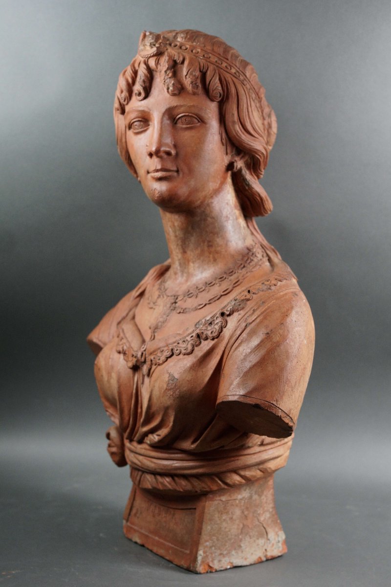 18th Italian Terracotta Bust Lady Portrait-photo-2