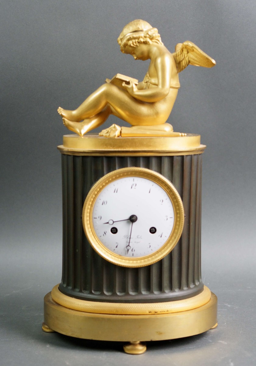 Pendule Empire Bronze Doré Ormolu  "L' Amour  lisant" Circa 1810