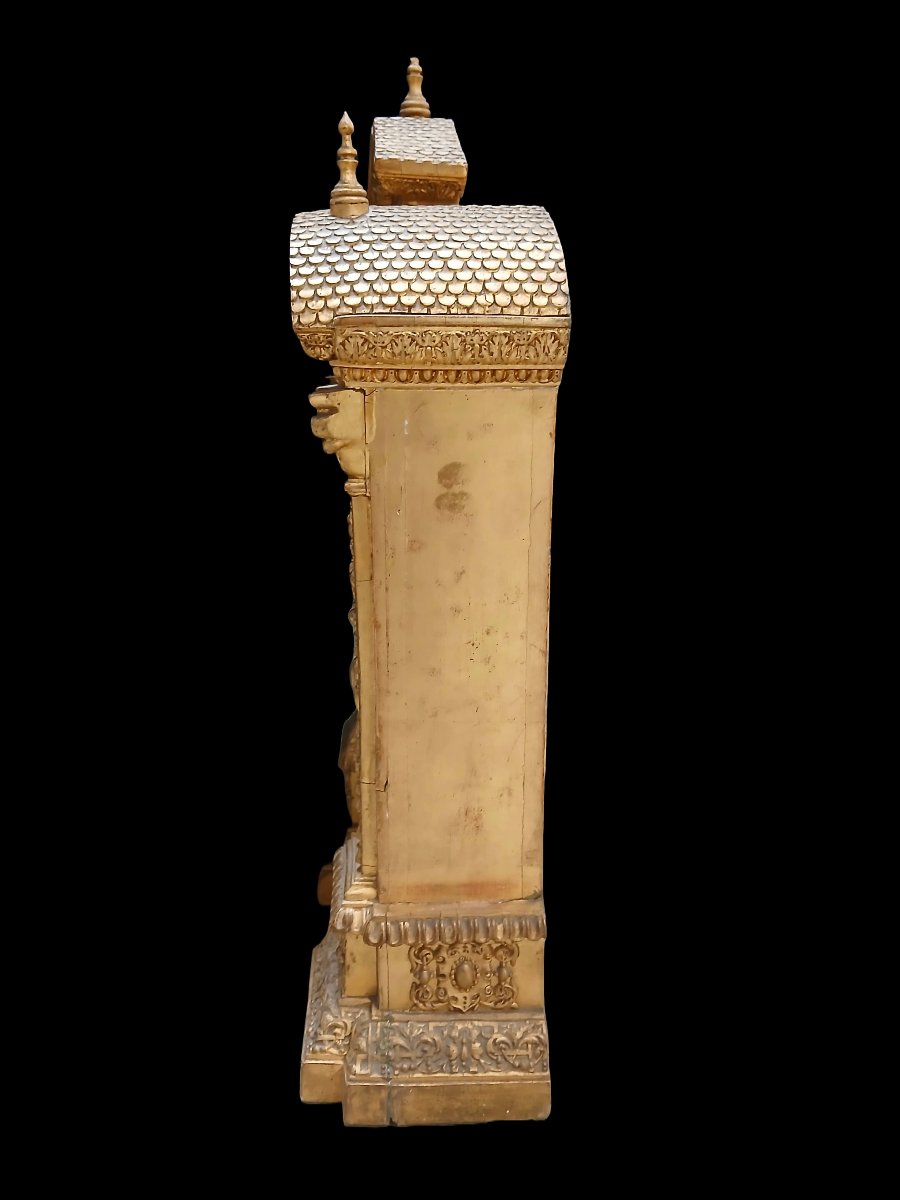 Grande Pendule En Bois Doré Et Porcelaine style Sevres Louis Philippe-photo-4