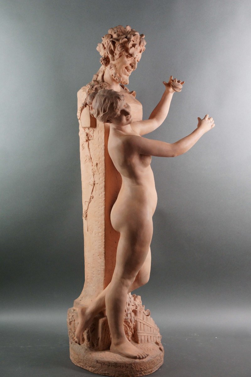 Domien Van Den Bossche (1854-1906) Imposing  Art Nouveau Terracotta Group -photo-2