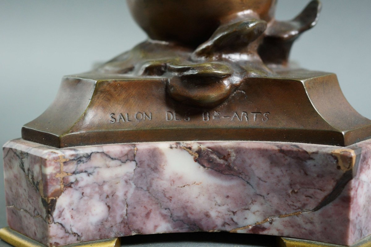 Eugène MARIOTON (1857 - 1933) "Phoebe" Sculpture en Bronze Napoléon III-photo-2