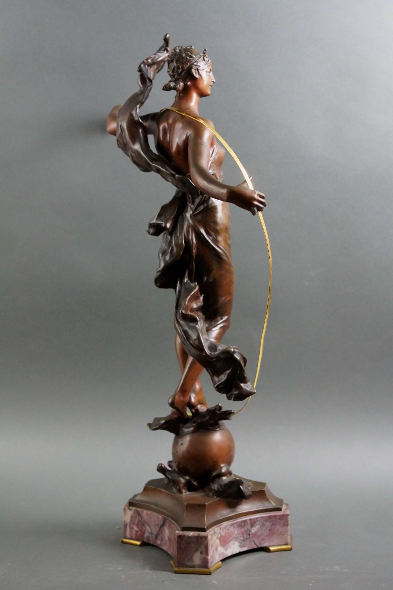 Eugène MARIOTON (1857 - 1933) "Phoebe" Sculpture en Bronze Napoléon III-photo-5