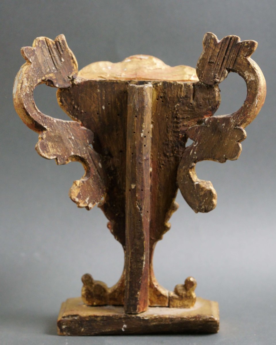 Paire de Vases Bois Doré Pique-cierge Italie 18éme-photo-1