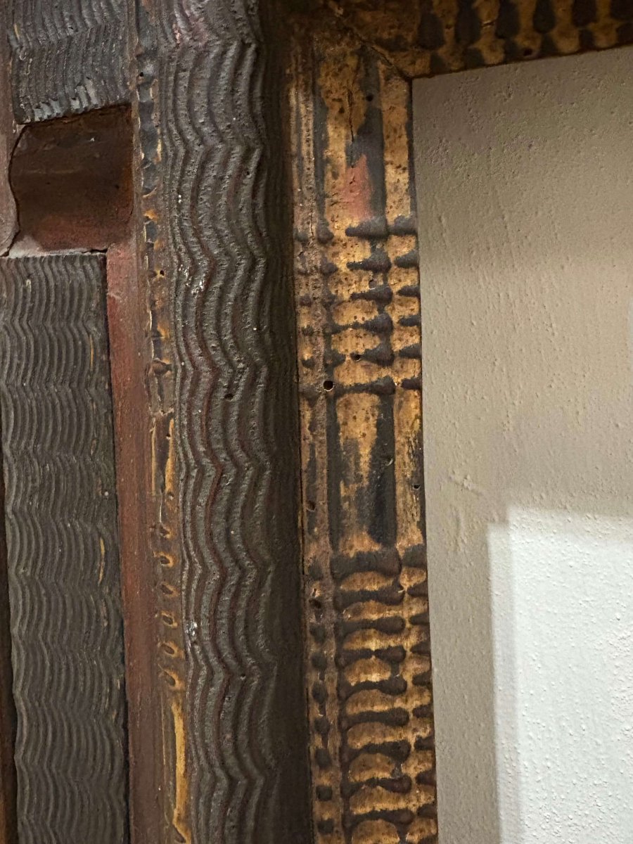 17th Carved Wood Frame With Guilloche Decoration-photo-2