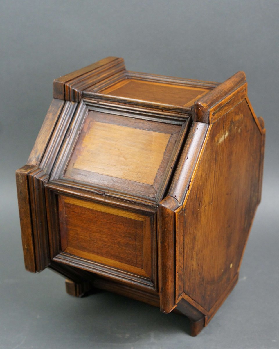 19th Large Sculpture Base In Wood And Marquetry-photo-2