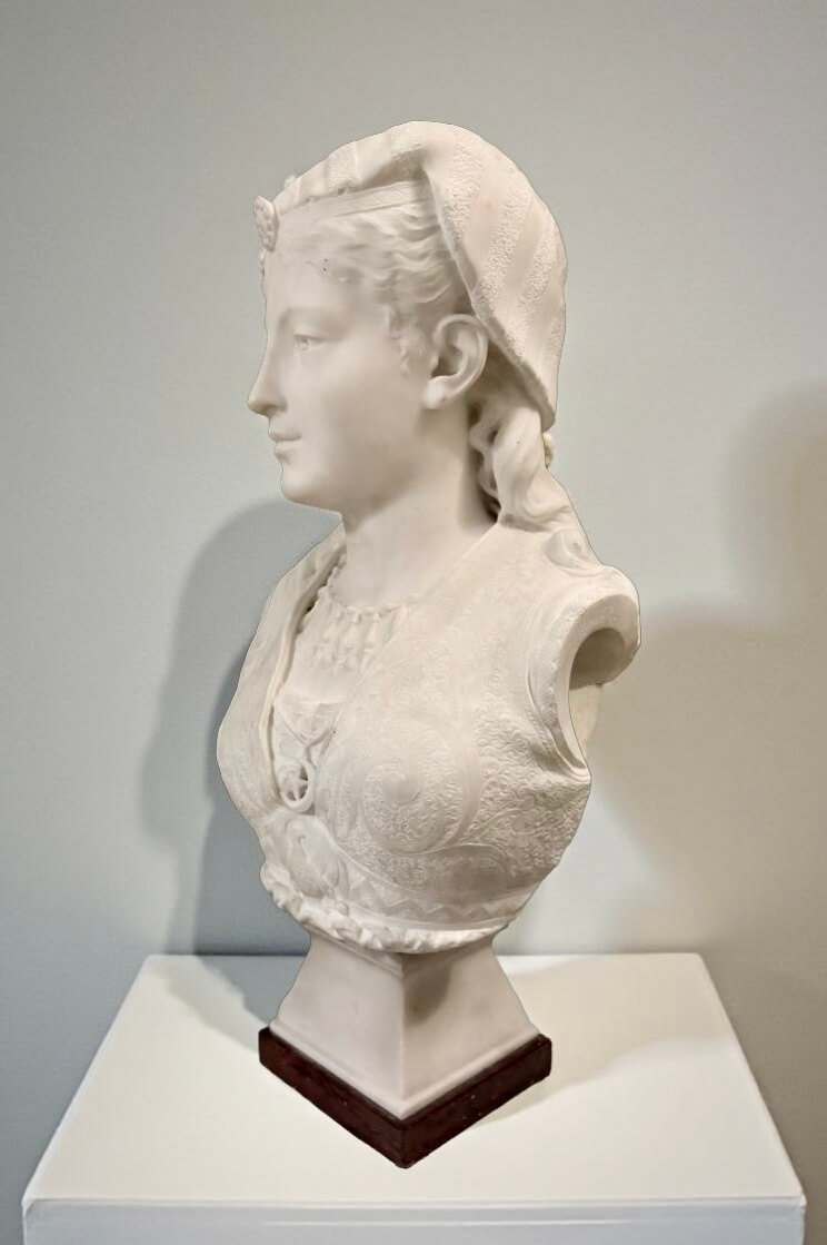 Zacharie Rimbez - 19th Orientalist Marble Bust Of Armida-photo-4