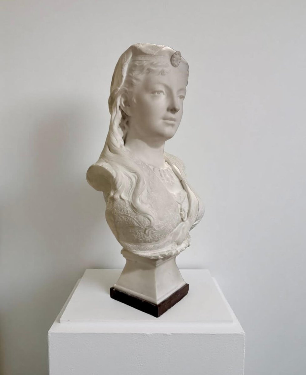 Zacharie Rimbez - 19th Orientalist Marble Bust Of Armida-photo-1