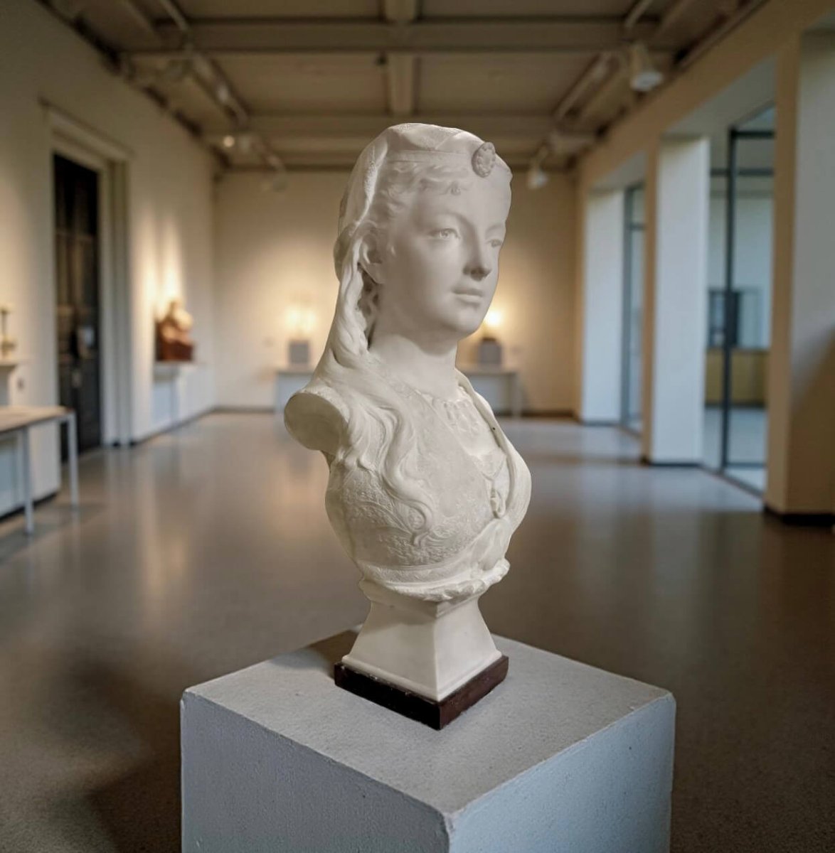 Zacharie Rimbez - 19th Orientalist Marble Bust Of Armida-photo-2