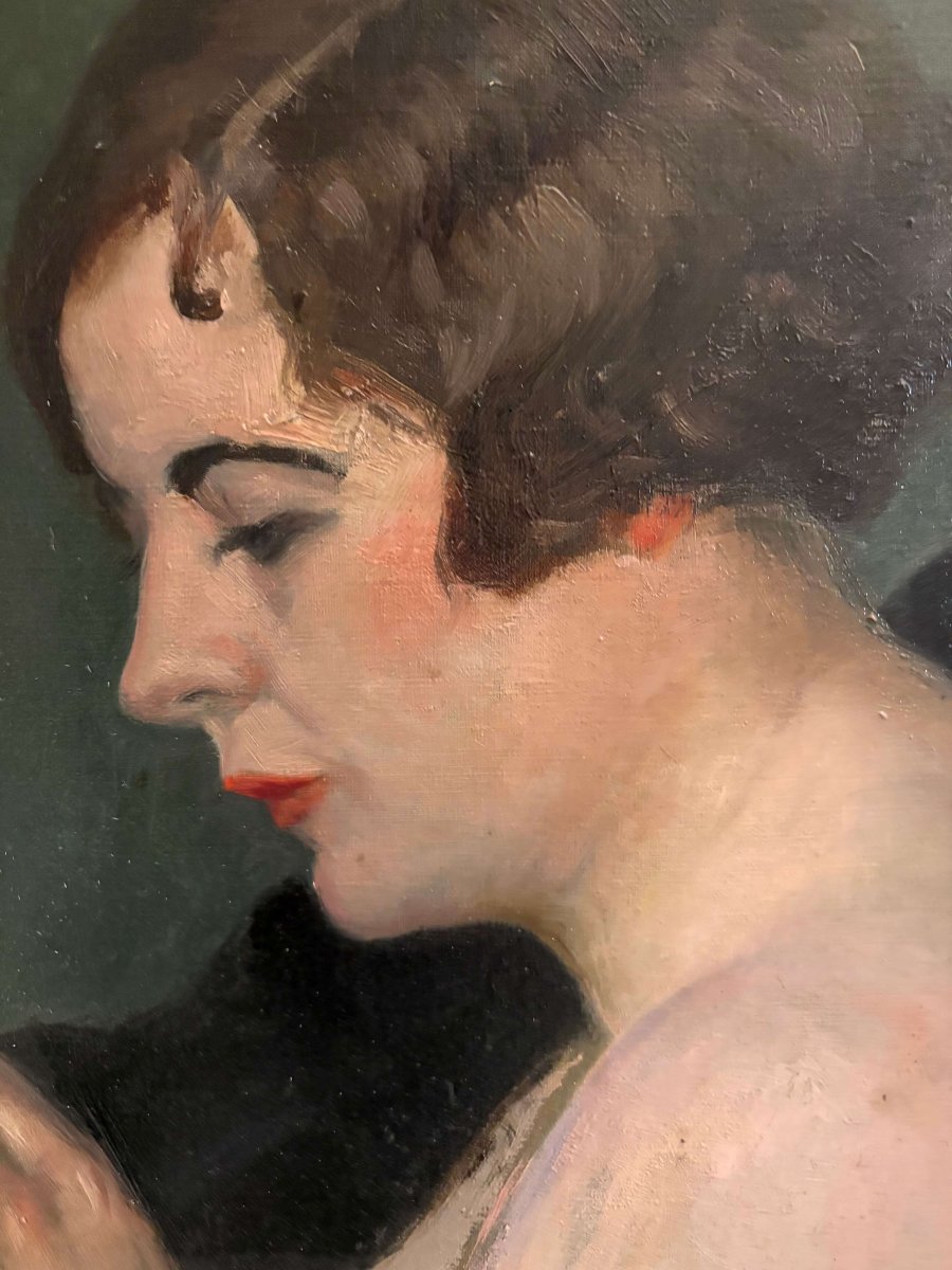 Portrait d'une Elégante Art déco Monogrammée EB Datée 1931-photo-4