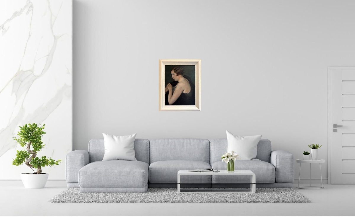 Portrait d'une Elégante Art déco Monogrammée EB Datée 1931-photo-5