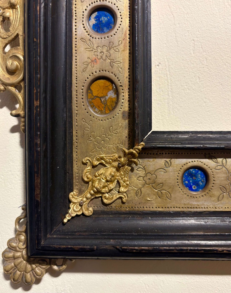 18th Grand Tour Frame, Pietra Dura Marquetry And Gilt Bronze-photo-1