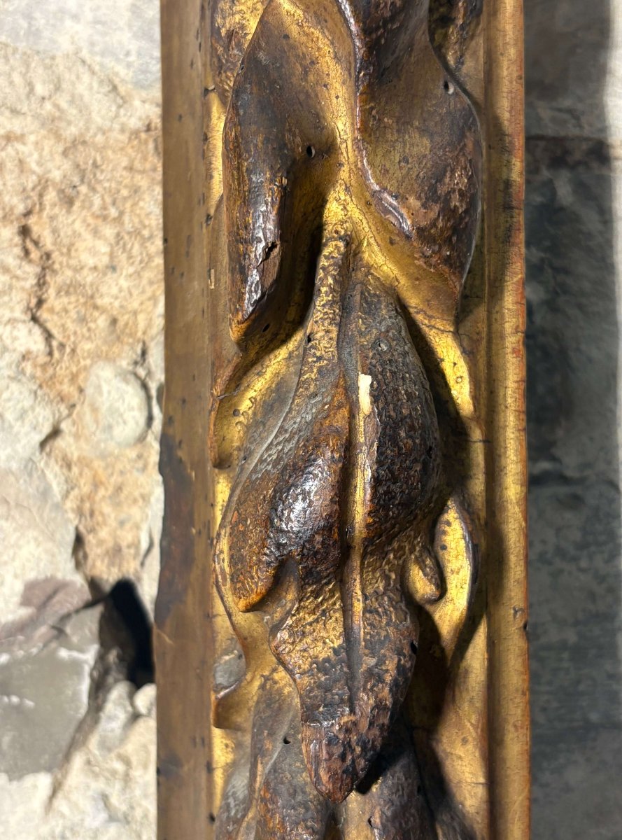 Cadre Bolognais du XVIIe siècle en Bois Sculpté et Doré-photo-4