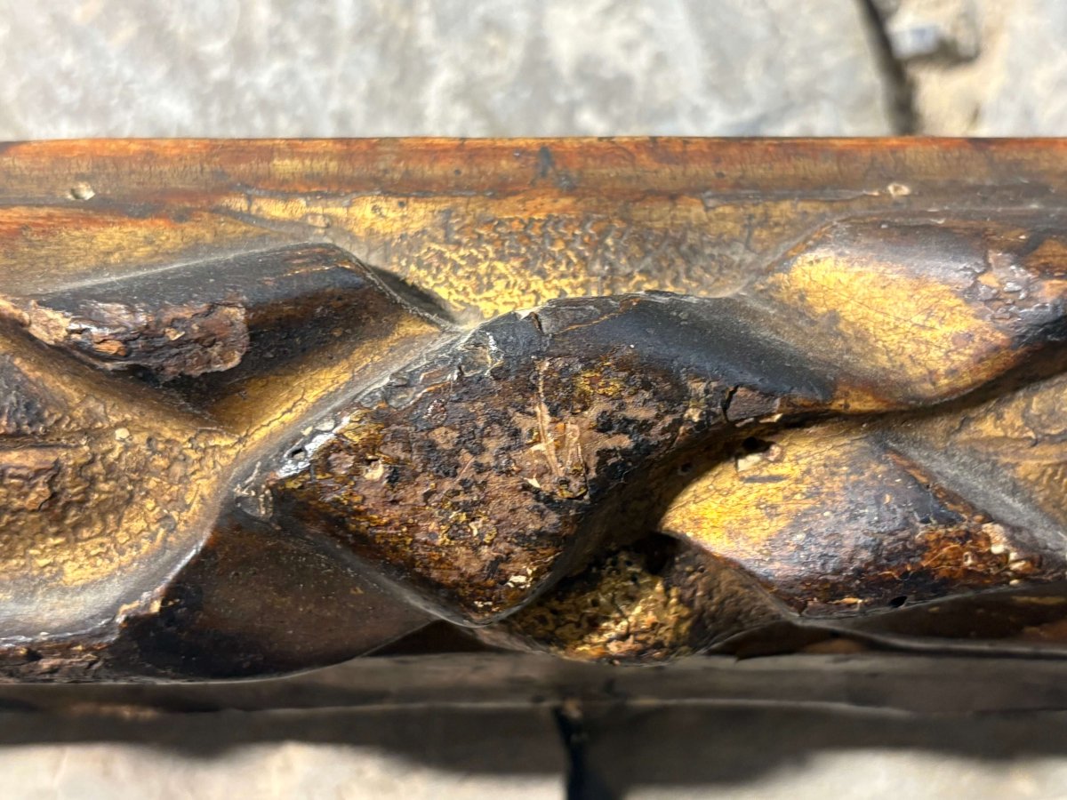 Cadre Bolognais du XVIIe siècle en Bois Sculpté et Doré-photo-3