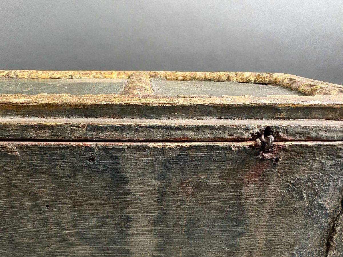 Grand Coffret appelé "Cassone" Bois Doré et Laqué 16éme -photo-3