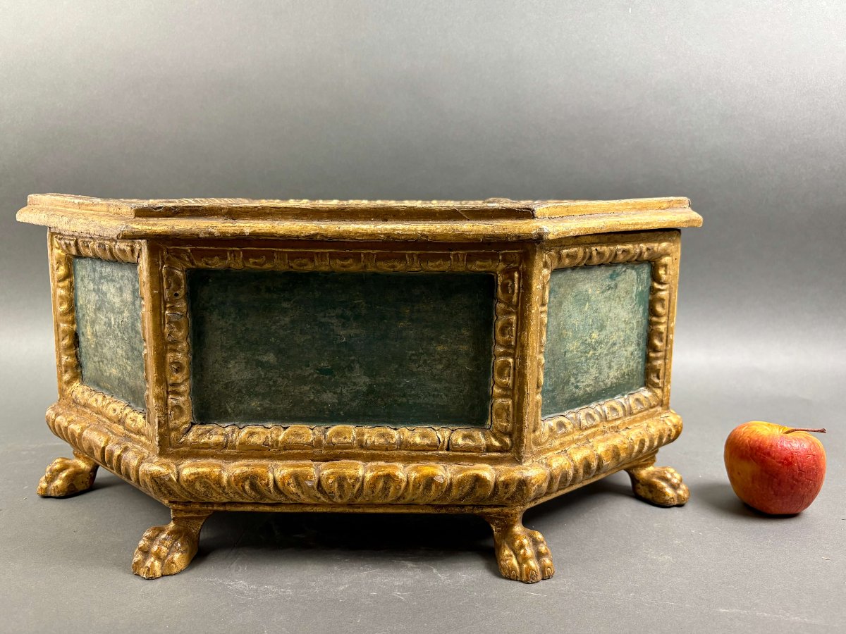 Grand Coffret appelé "Cassone" Bois Doré et Laqué 16éme -photo-5