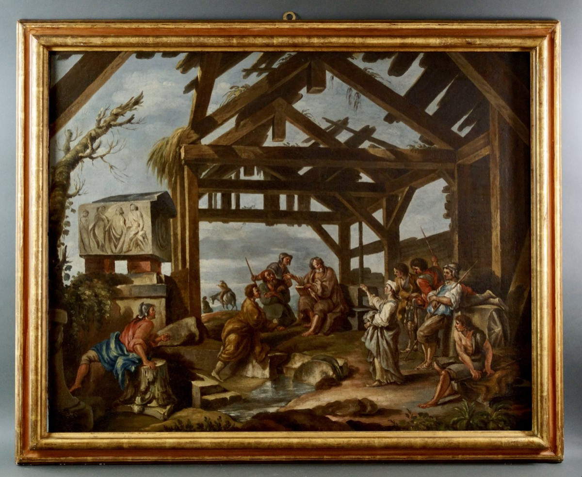 18th Large Painting "sibyl Of Cumae"  After Giovanni Paolo Panini (1691-1765)