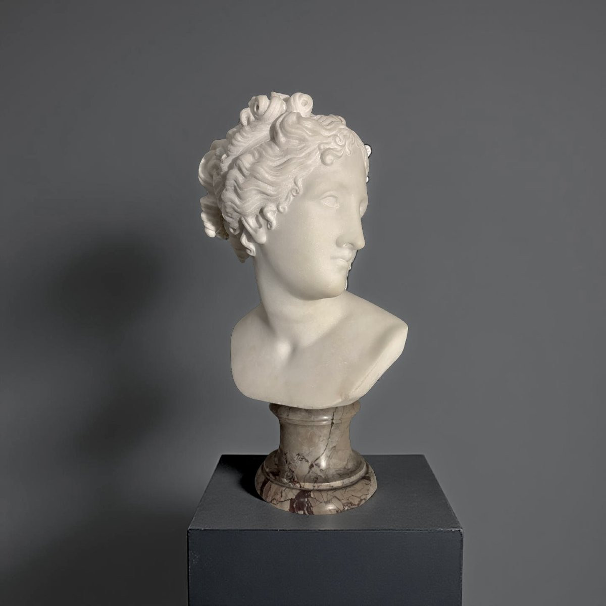 Antonio Frilli (1830-1902) 19th Statuary Marble Bust Of Venus Italica-photo-2