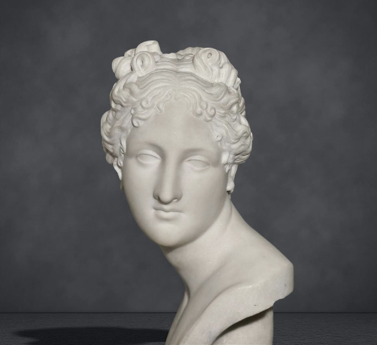 Antonio Frilli (1830-1902) 19th Statuary Marble Bust Of Venus Italica-photo-5