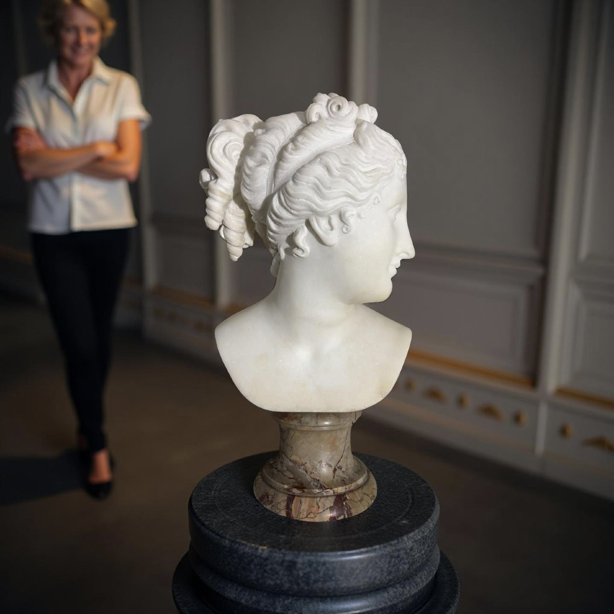Antonio Frilli (1830-1902) 19th Statuary Marble Bust Of Venus Italica-photo-6