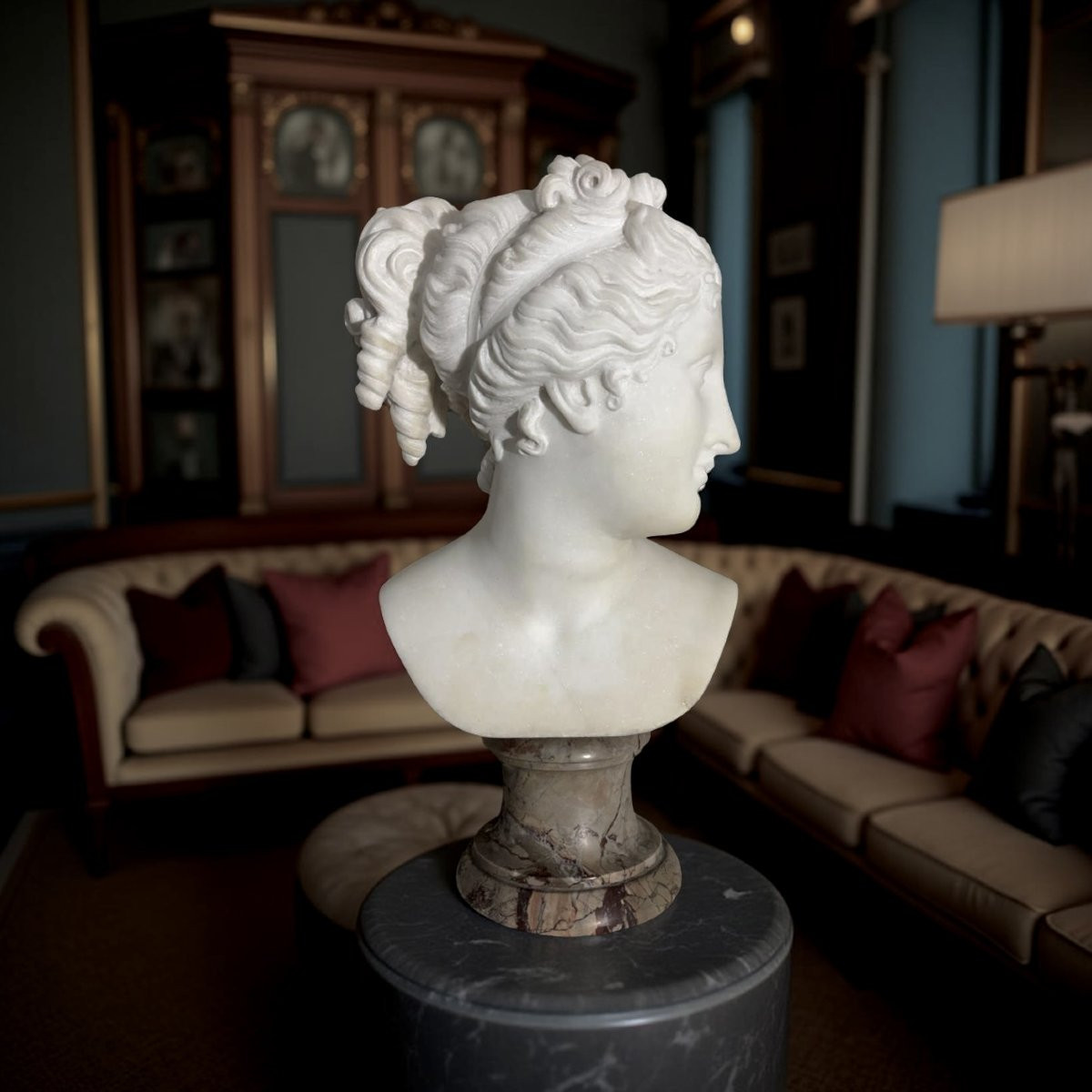 Antonio Frilli (1830-1902) 19th Statuary Marble Bust Of Venus Italica-photo-7