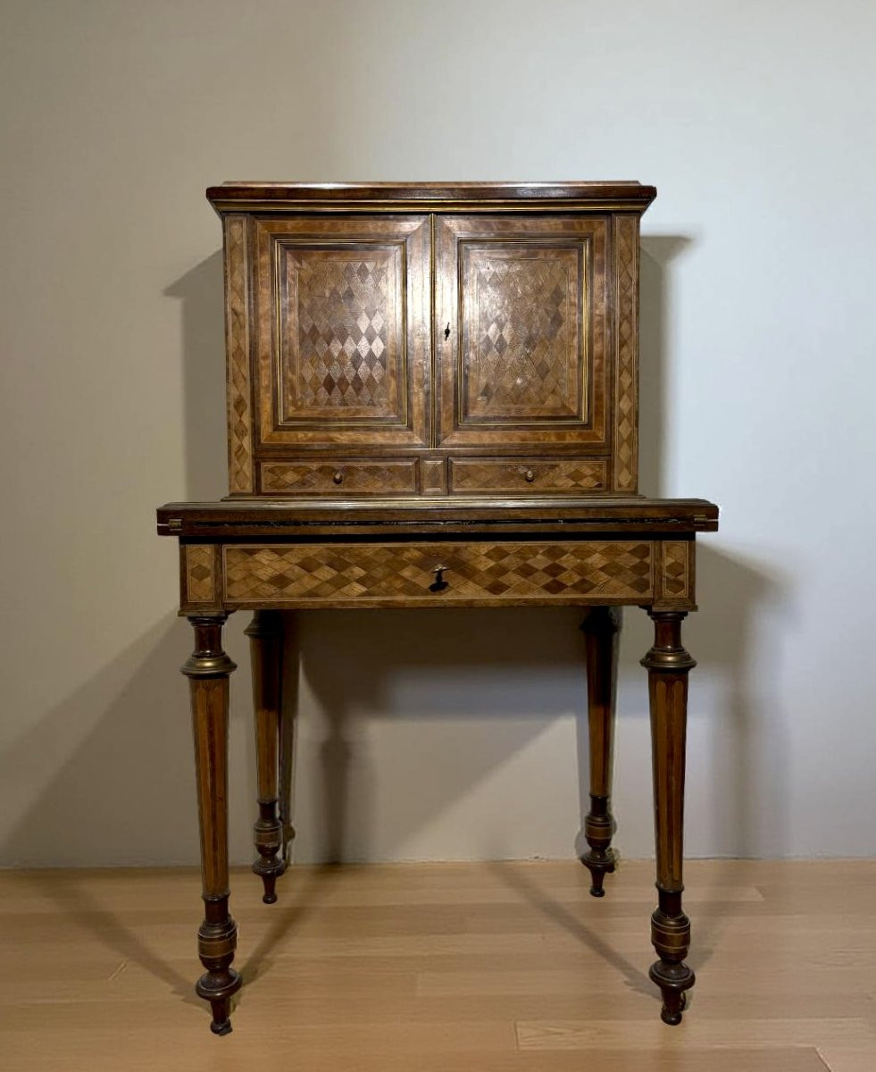 Paul Sormani (1817-1877) Stamped Marquetry Desk-photo-3