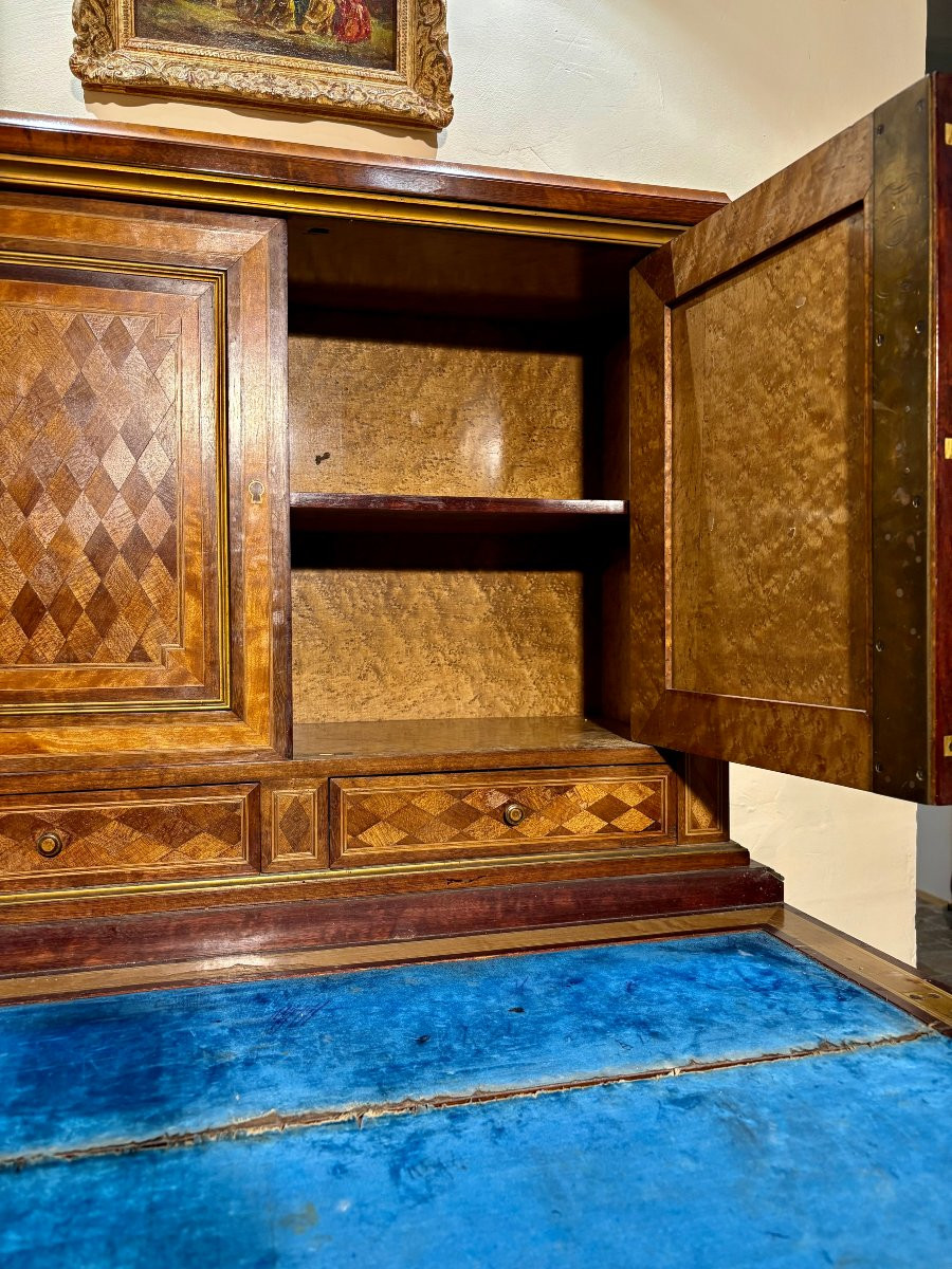 Paul Sormani (1817-1877) Stamped Marquetry Desk-photo-5