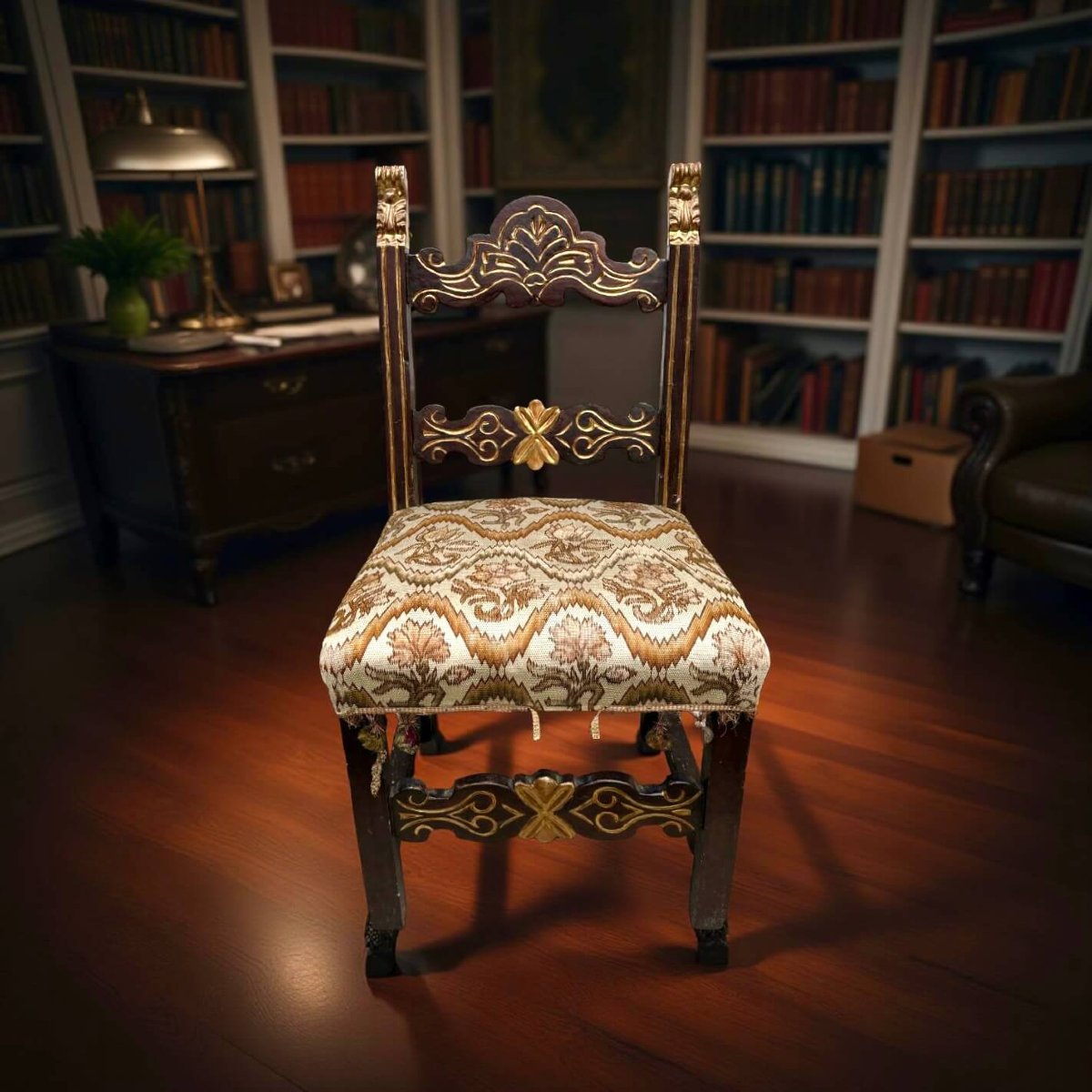 16th Italian Renaissance Nurse's Chair Gilt Wood-photo-6