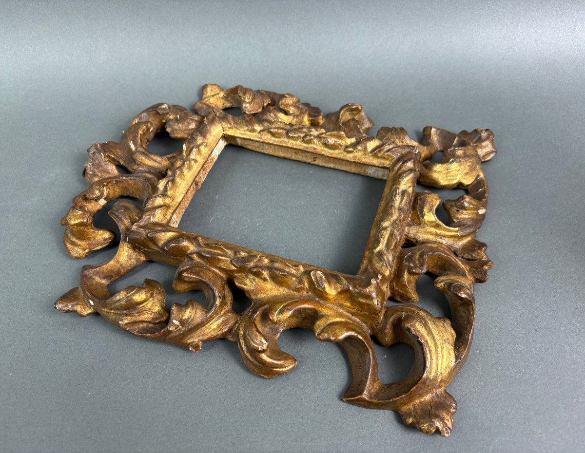 Cadre de Collection en Bois Sculpté et Doré Baroque Italien 17éme siècle-photo-3