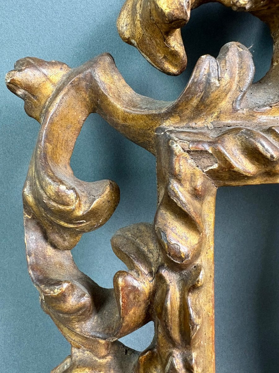 Cadre de Collection en Bois Sculpté et Doré Baroque Italien 17éme siècle-photo-2