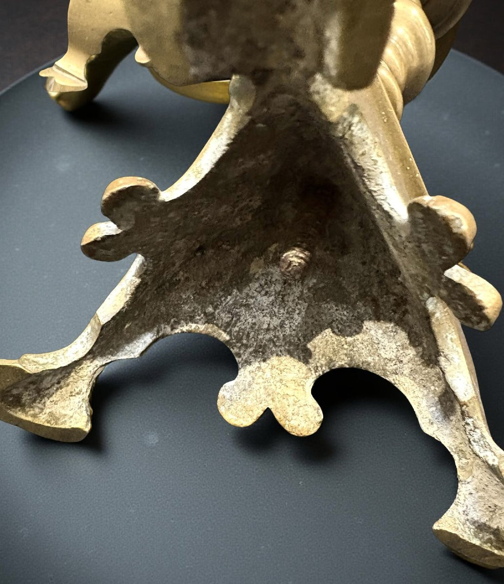 18th Pair Of Italian Bronze Candlesticks-photo-3
