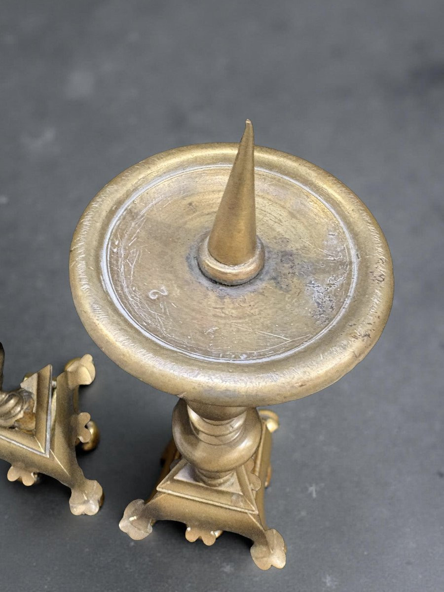 18th Pair Of Italian Bronze Candlesticks-photo-5