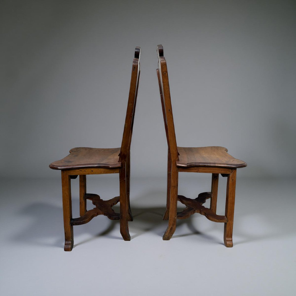 Early 18th Rare Pair Of Venetians Inlaid Chairs -photo-3