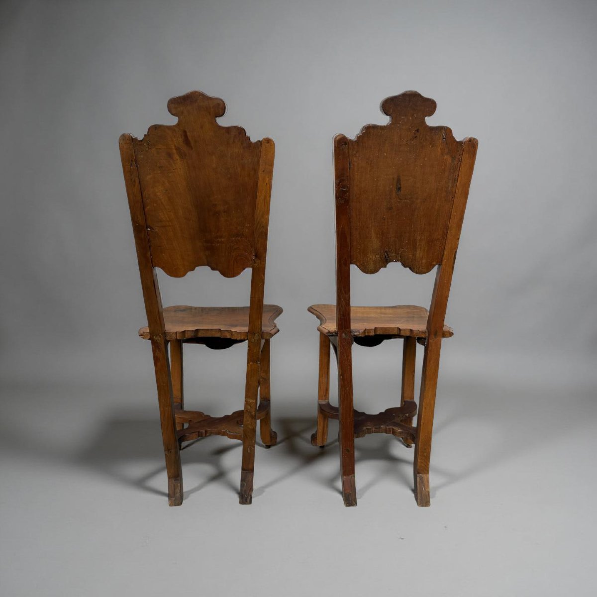 Early 18th Rare Pair Of Venetians Inlaid Chairs -photo-4