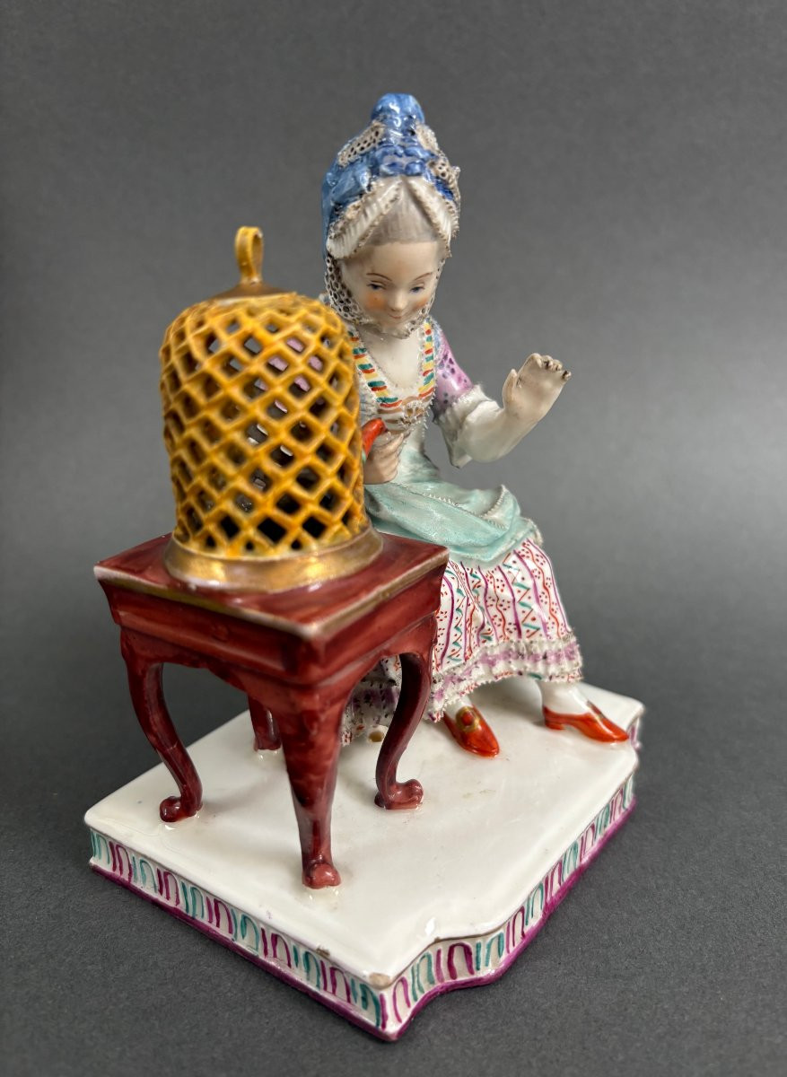 Groupe en Porcelaine de Meissen Femme au Oiseau 19éme-photo-2
