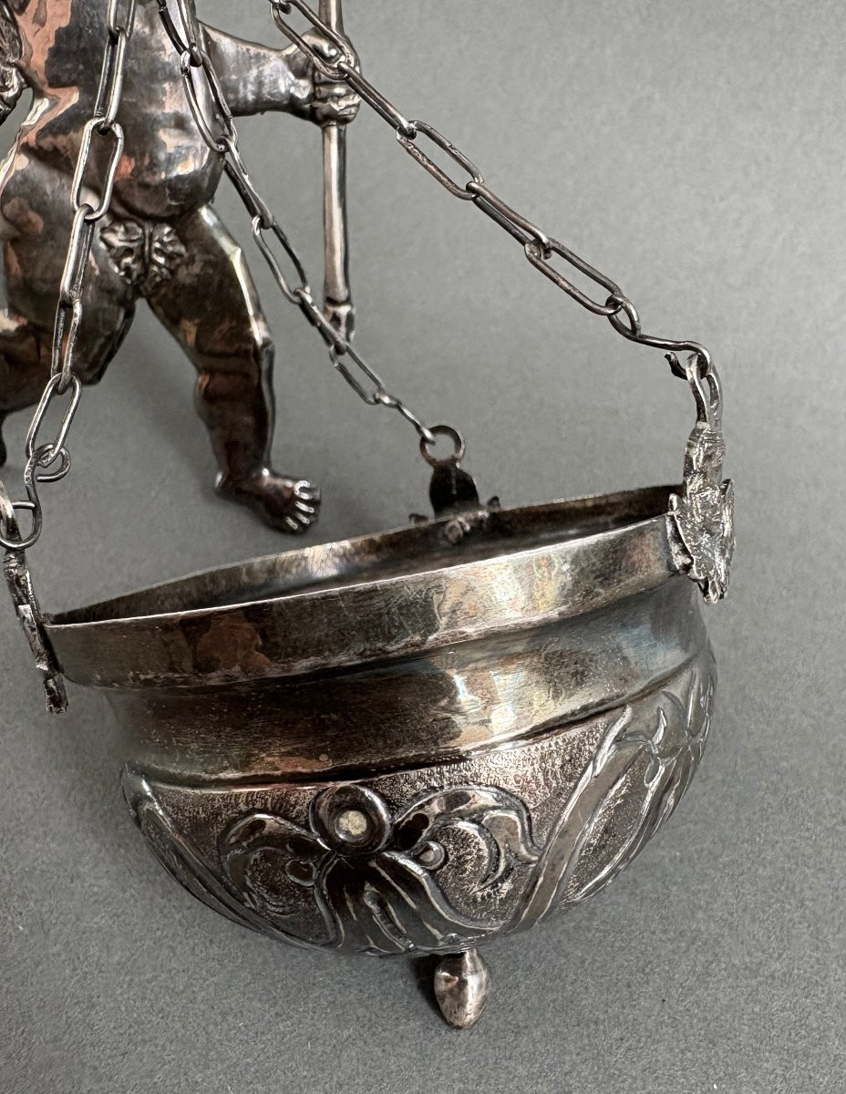 18th Solid Silver Holy Water Stoup Roman Manufacture-photo-3