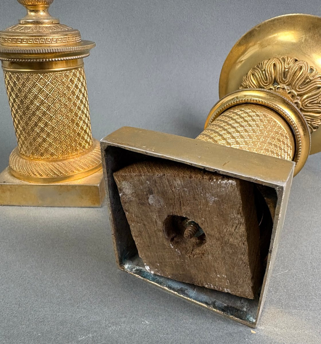 Paire de Vasques Cassolettes Bronze Doré époque Empire vers le 1810-photo-4