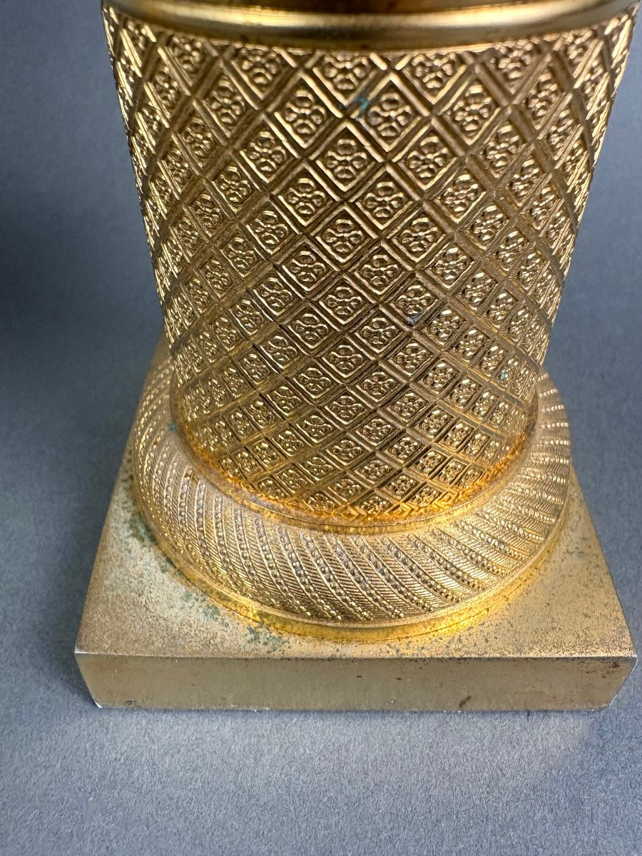 Paire de Vasques Cassolettes Bronze Doré époque Empire vers le 1810-photo-2